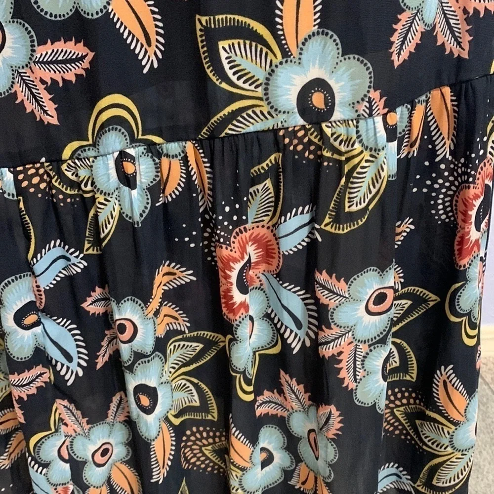 Loft Black Floral Ruffle Cold Shoulder Maxi Dress - Picture 5 of 9